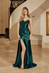 Nox Anabel F1724 Shiny Satin Beaded V-neck Sleeveless Gown