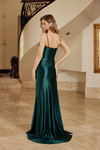 Nox Anabel F1724 Shiny Satin Beaded V-neck Sleeveless Gown