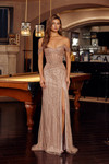 Nox Anabel F1728 Stunning Tulle Sequined Beaded V-neck Gown