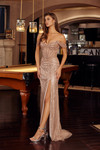 Nox Anabel F1728 Stunning Tulle Sequined Beaded V-neck Gown