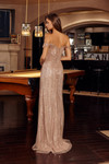 Nox Anabel F1728 Stunning Tulle Sequined Beaded V-neck Gown