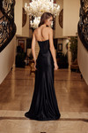 Nox Anabel F1729 Stretch Satin Beaded Plunging V-neck Gown