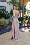 Nox Anabel F1729 Stretch Satin Beaded Plunging V-neck Gown