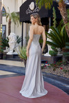 Nox Anabel F1729 Stretch Satin Beaded Plunging V-neck Gown