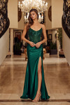Nox Anabel F1730 Shiny Satin Scoop Neckline Strapless Gown