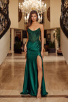 Nox Anabel F1730 Shiny Satin Scoop Neckline Strapless Gown