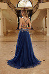 Nox Anabel G1795 Tulle Embroidered Plunging V-neck Gown