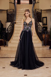 Nox Anabel G1795 Tulle Embroidered Plunging V-neck Gown