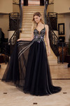 Nox Anabel G1795 Tulle Embroidered Plunging V-neck Gown