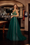 Nox Anabel G1795 Tulle Embroidered Plunging V-neck Gown
