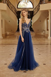 Nox Anabel G1795 Tulle Embroidered Plunging V-neck Gown