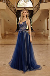 Nox Anabel G1795 Tulle Embroidered Plunging V-neck Gown