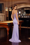 Nox Anabel H1870 Stretch Satin Embroidery V-neckline Dress