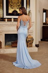 Nox Anabel H1875 Stretch Satin Glitter V-Neck Prom Dress