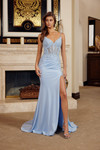 Nox Anabel H1875 Stretch Satin Glitter V-Neck Prom Dress