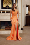 Nox Anabel H1875 Stretch Satin Glitter V-Neck Prom Dress