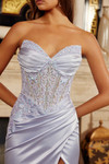Nox Anabel H1876 Satin Embroidery Strapless V-neck Dress