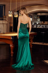 Nox Anabel H1876 Satin Embroidery Strapless V-neck Dress