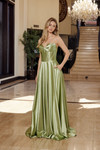 Nox Anabel K1735 Shiny Satin Sweetheart Pleated Across Gown