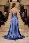 Nox Anabel K1735 Shiny Satin Sweetheart Pleated Across Gown