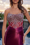 Nox Anabel L1771 Scoop Neck Adorned Beaded Strapless Gown