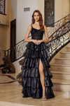 Nox Anabel N1762 Sequined Scoop Neck Spaghetti Straps Gown