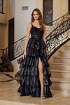 Nox Anabel N1762 Sequined Scoop Neck Spaghetti Straps Gown