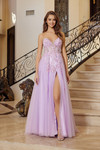 Nox Anabel Q1773 Tulle Embroidery Plunging V-neckline Gown