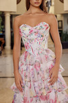 Nox Anabel Q1779 Floral Print Sweetheart Strapless Gown
