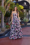 Nox Anabel Q1779 Floral Print Sweetheart Strapless Gown
