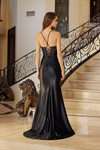 Nox Anabel R1813 Shiny Satin V-neck Spaghetti Straps Gown