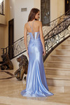 Nox Anabel R1813 Shiny Satin V-neck Spaghetti Straps Gown