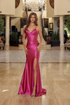 Nox Anabel R1813 Shiny Satin V-neck Spaghetti Straps Gown
