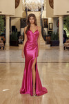 Nox Anabel R1813 Shiny Satin V-neck Spaghetti Straps Gown