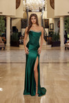 Nox Anabel R1818 Scoop Pleated Neck Strapless Prom Gown