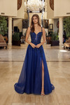 Nox Anabel R1824 Embroidery Plunging Neck Thin Straps Gown