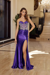 Nox Anabel T1854 Shiny Satin Embellished Strapless Gown