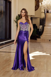 Nox Anabel T1854 Shiny Satin Embellished Strapless Gown