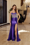 Nox Anabel T1854 Shiny Satin Embellished Strapless Gown