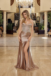 Nox Anabel T1854 Shiny Satin Embellished Strapless Gown