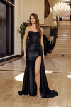 Nox Anabel T1862 Boned Sheer Embroidered Strapless Gown