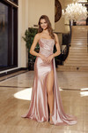 Nox Anabel T1862 Boned Sheer Embroidered Strapless Gown