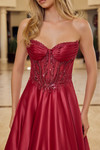 Nox Anabel Y1798 Shiny Satin Sweetheart Neck Strapless Gown