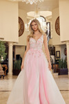 Nox Anabel Y1799 Tulle Flower Embroidered Plunging Neck Gown