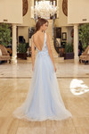 Nox Anabel Y1799 Tulle Flower Embroidered Plunging Neck Gown