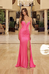 Nox Anabel Y1800 Shiny Satin Beaded V-neck Strapless Gown