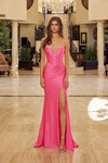 Nox Anabel Y1800 Shiny Satin Beaded V-neck Strapless Gown