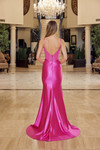 Nox Anabel Y1802 Shiny Satin Beaded Boned Sheer Prom Gown