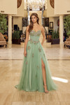 Nox Anabel Y1803 Tulle Sequined Embroidery Strapless Gown