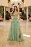 Nox Anabel Y1803 Tulle Sequined Embroidery Strapless Gown